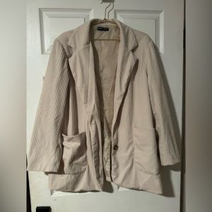 Tan ribbed textured blazer